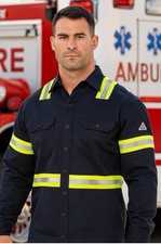 Bulwark Men  s Midweight FR Enhanced Visibility Uniform-SLDTNV-Navy-Medium-NEW