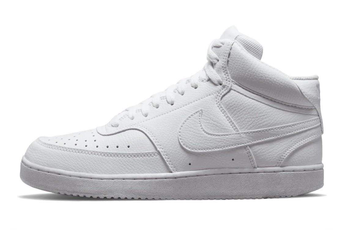 Nike Court Vision Mid Men&rsquo;s White Leather Mid Top Lace-Up 