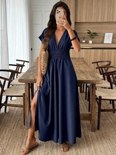 Ladies Plunging V Neck Maxi Dress