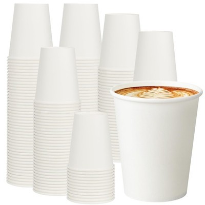 500 Pack 8 oz Paper Cups, Disposable Coffee Cups, White Hot/Cold Beverage Dri...