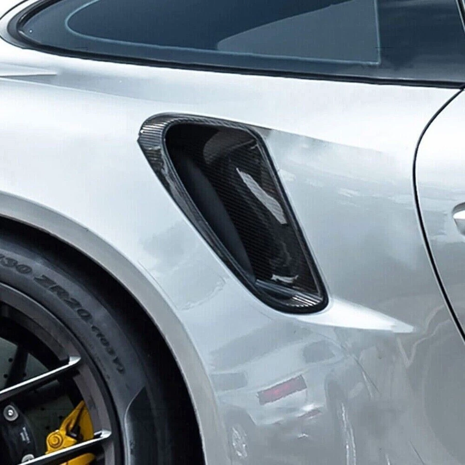 Cubierta de ventilación de guardabarros lateral de fibra de carbono real para Porsche 911 Turbo S 2014-2016 Foto 4 de 4