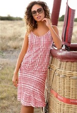 Lascana Women's Printed Dropped Waist Dress Sleeveless Adjustable Straps Size 8