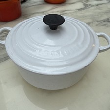 Le Creuset Casserole Dish Dutch Oven Cast Iron White 20