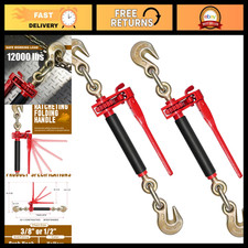 2 Pack Heavy Duty Folding Handle Ratchet Chain Binder 38 - 12 Capacity