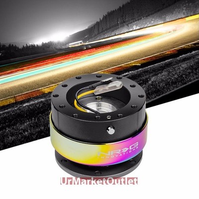NRG Black/Neo Chrome Ring GEN 2.0 6-Hole Steering Wheel Quick Release Adapter