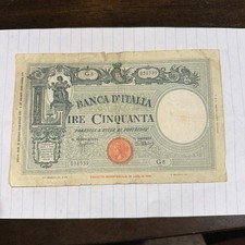 RARA BANCONOTA ITALIA DA 50 LIRE  GRANDE L  DECRETO 03/31/1943