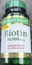 Nature's Bounty Biotin 180 Softgels 10,000 mcg - EXP 2027 free shipping