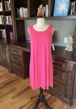 Pink Slip Dress Kim Rogers Silky Knee Length Solid New Midi