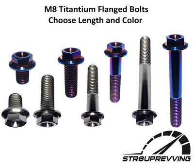Str8UpRevving M8 Titanium Hex Flange Bolts 12 60mm Grade 5 Ti Screws Lightweight