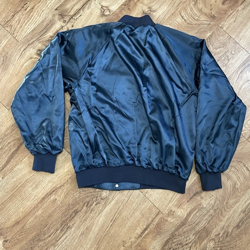 US Navy Seabees Satin Dark Blue Jacket Mens Size Large Vintage Military Made USA - Picture 2 of 9