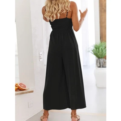 Lange Hosen-Strampler Overall Mit Weitem Bein Und V-Ausschnitt Für - Bild 1 von 4