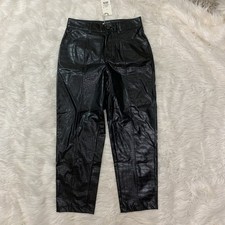 A New Day black reptile embossed faux leather crop pants size 6
