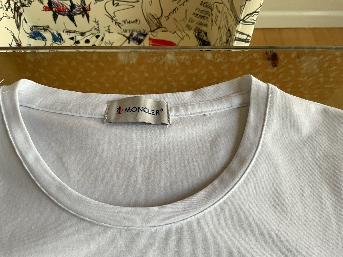 MONCLER EXTRA LARGE LOGO PATCH WHITE T SHIRT | eBay