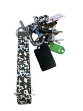 Nylon Cow Print Hide Key Fob Key Chain Wristlet