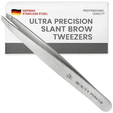 Beauty Power Tweezers for Women Facial Hair: Ultra 1 Count Slant , Grey