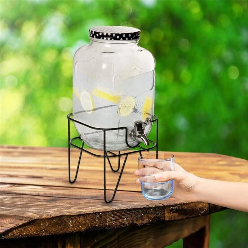 DISPENSER IN VETRO CON SUPPORTO IN METALLO E RUBINETTO CAPIENZA 4 LITRI - Immagine 2 di 2