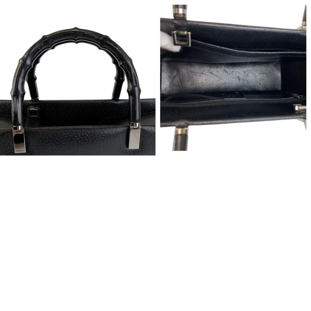 Gucci Bamboo Tote Bag Black Leather Gold Hardware Used thumbnail 4