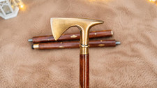 Rosewood Walking Cane Brass Axe Handle Wooden Walking Stick Gift for Men