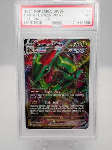 2021 Pokemon Swsh #111 Full Art Rayquaza Vmax Evolving Skies PSA 7 Nm