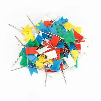 100X Flag Marker Shape Map Pins Cork Notice Board Push Pin Assorted Office Home