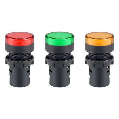 3Pcs AC/DC 24V Indicator Lights Red+Green+Yellow LED Flush Panel Mount 7/8'' 22mm