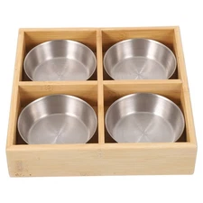  Four-grid Bamboo Tray Appetizer Serving Trays Divided Plate Wood