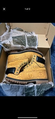 Timberland Men s Work Boot Ankle Lace-Up Yellow/Black Round Toe Size 8