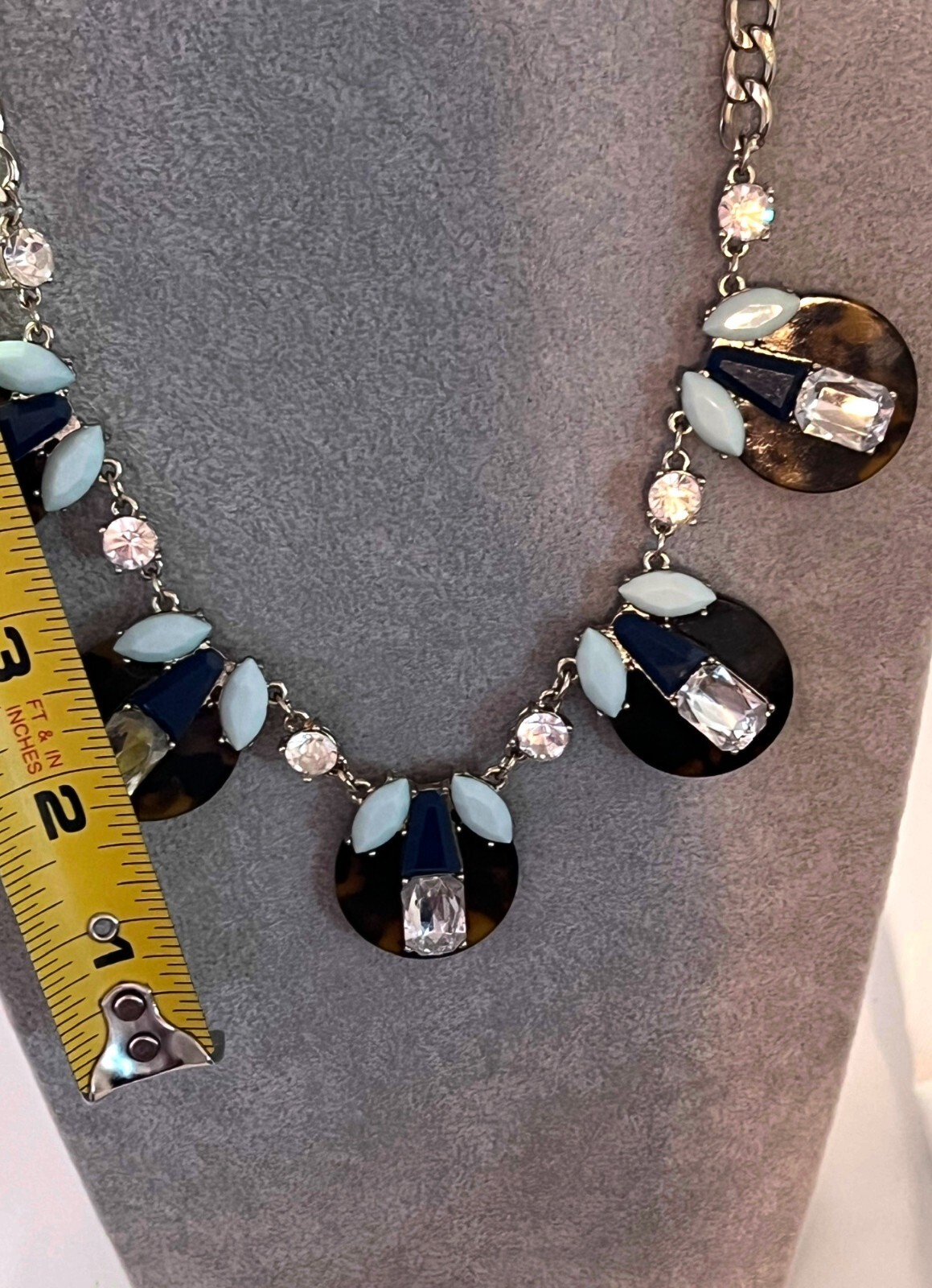 Tortoise Acrylic Shell Statement Necklace With Bl… - image 6