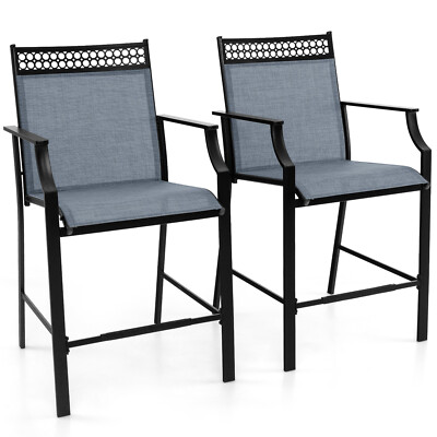 2er Set Gartenstühle Balkonstühle Terrassenstühle 62 x 66 x 114 cm Metall