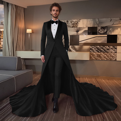 Men's Long Train Suits Single Breasted Evening Party Banquets Wedding 2  Pieces | eBay