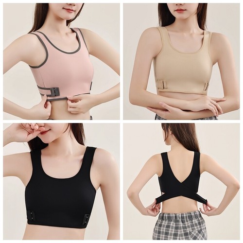 Women Les Breast Chest Binder Tomboy FTM Crop Vest Bra Bandage Buckle Soft