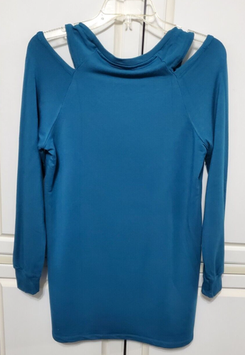 Kenneth Cole Reaction Blouse Cold Shoulder Top Lyons Blue Women Size Medium Y-5 - Picture 3 of 11