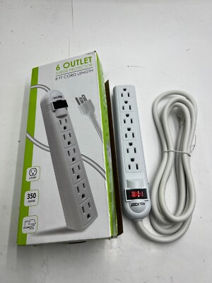 Digital Energy 6-Outlet Surge Protector Power Strip w/ 8-Ft Long Extension Cord