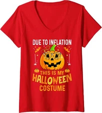 Pumpkin Halloween Costume Funny Halloween Design Ladies' V-Neck Tshirt