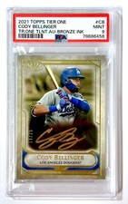 2021 Topps Tier One CODY BELLINGER #T1TA-CB Talent Auto BRONZE Ink 19/25 - PSA9
