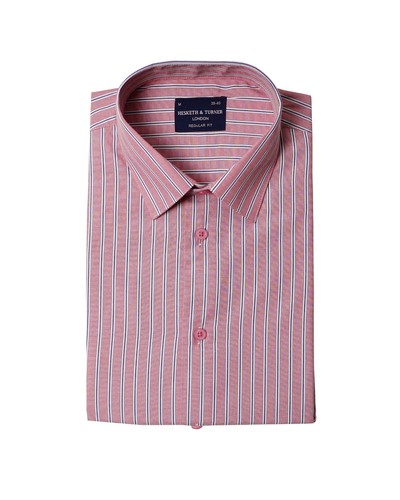 Men's Striped Short Sleeve Regular Fit Shirt with Classic Standard Collar (2280) - Picture 22 of 22
