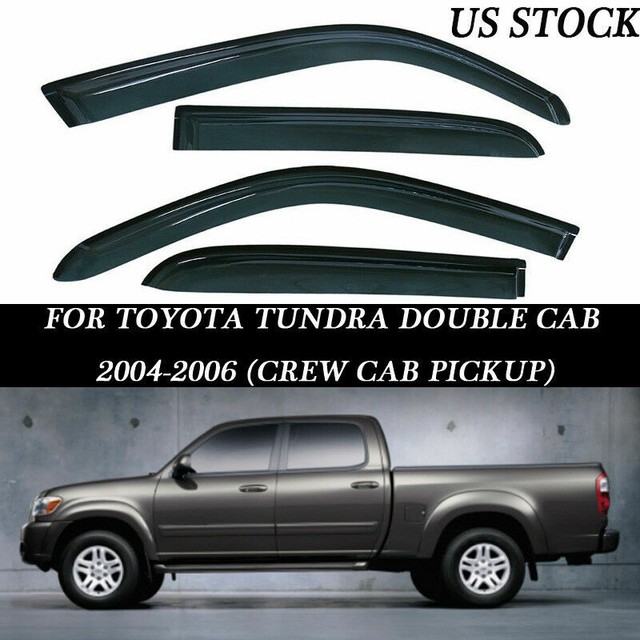 4pcs Window Visors Rain Guard Tape-On For Toyota Tundra Double Cab 2004