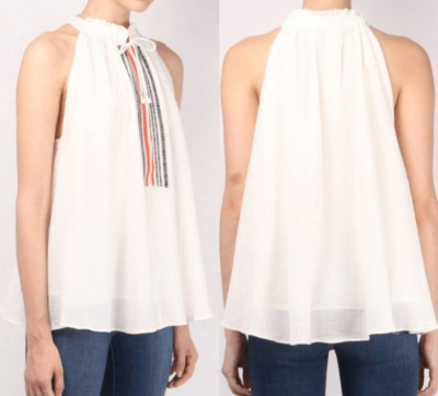 Apiece Apart Embroidered Asientos Sweep blouse tank white sz 4