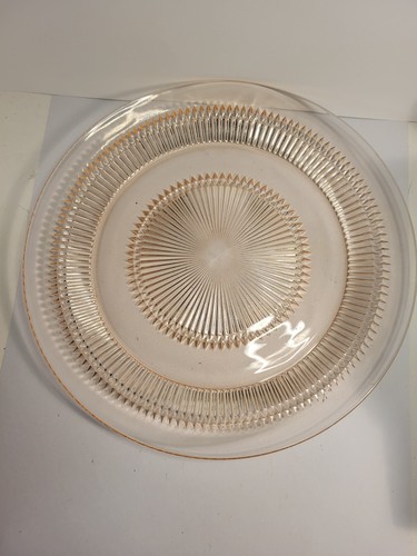 Pink Depression Glass Round Serving Tray 12.5" Wide - Picture 2 of 6