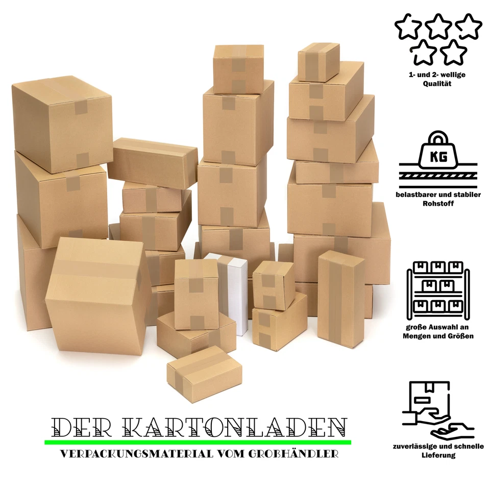KK VERPACKUNGEN Karton Faltkarton Versandkarton Verpackungen Schachtel Größe und Menge wählbar