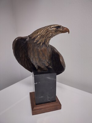 Heavy Vintage Brass/Steele  Sculpture Eagle MarbleMaple American Regal 1991 Epic