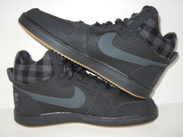 Nike Court Borough MID PLAID SNEAKERS Black/Black 844884-002 MEN'S 10 for sale online