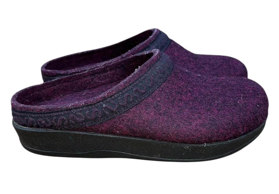 Zueco de lana para mujer Stegmann suela de poli borgoña talla 6 1/2 cómodo Foto 2 de 4
