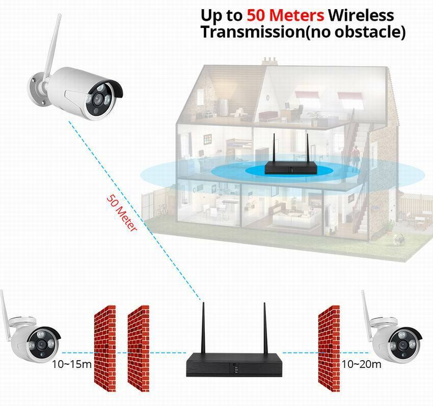 1080P 4CH wifi câmera sem fio, sistema de vigilância CCTV, 2.0MP