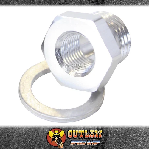 AEROFLOW M14 x 1.5 to 1/8" NPT PIPE REDUCER - SILVER - AF912-M14-02S