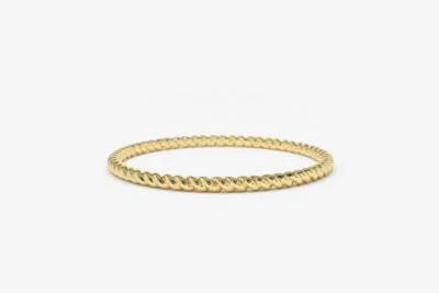 Geflochtener zarter Goldring aus 14K 585er gedreht filigran Rosegold Weißgold  - Bild 1 von 4