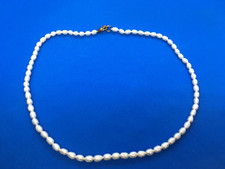 Vintage Freshwater Real Pearl Necklace Sterling Clasp 18" Long 6mm long pearls