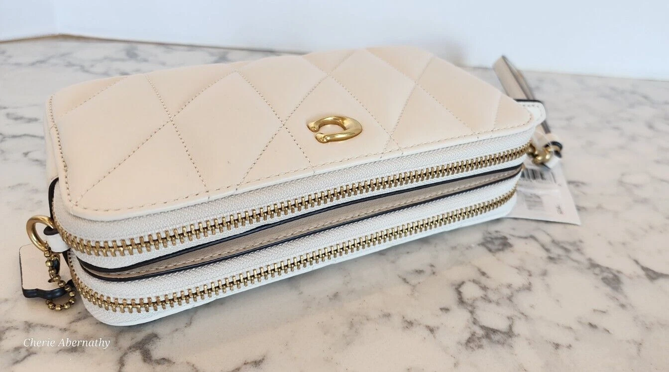 Borsa a tracolla Coach cm531 Kira nuova con cuscino trapuntato $295 GESSO