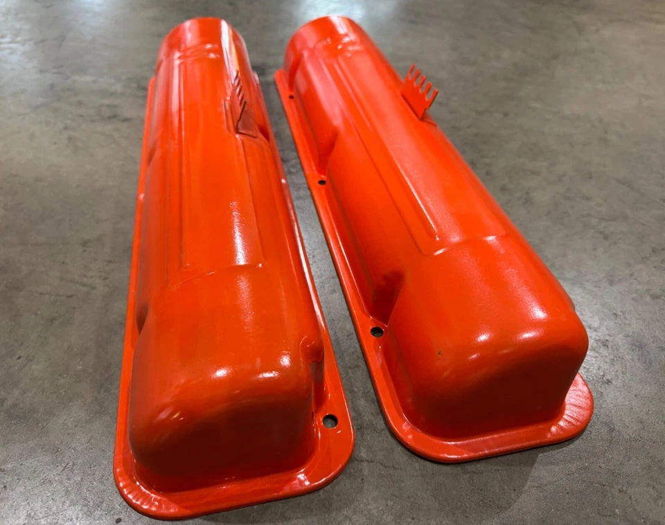 Par de cubiertas de válvula basculante Mercury "M" 1958-1968 OEM Super Marauder Monterey MEL Foto 3 de 4