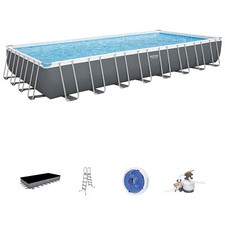 Bestway Power Steel Rectangular Above Ground Swimming Pool Set